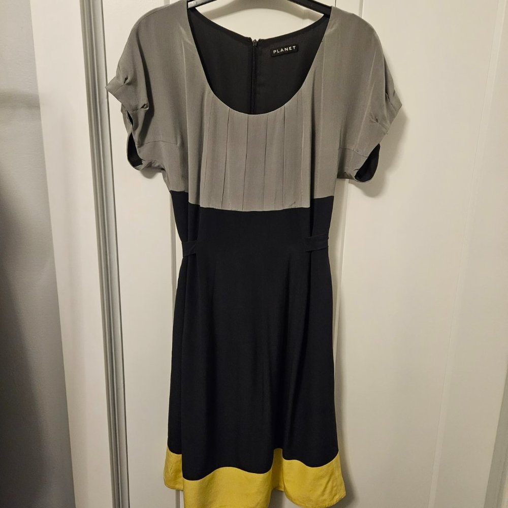 Planet Silk Navy & Gray Dress Size 16